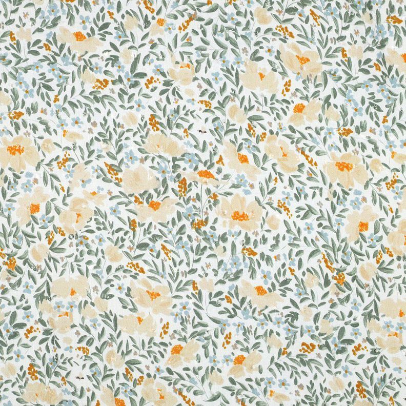 Voile di tessuto in viscosa Dobby con prati primaverili in stampa digitale – bianco/beige chiaro,  image number 1