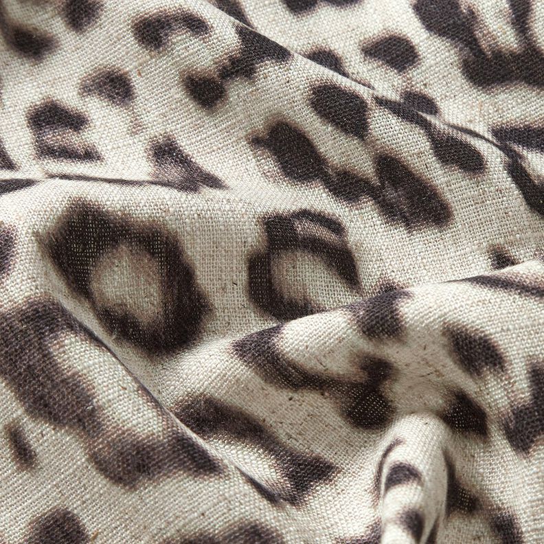 misto lino viscosa Stampa digitale leopardata – mandorla/nero,  image number 2