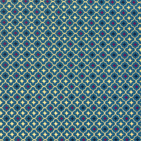 tessuto in cotone popeline Piastrelle festose – petrolio chiaro/oro, 