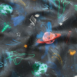 felpa garzata Universo stampa digitale – blu marino, 