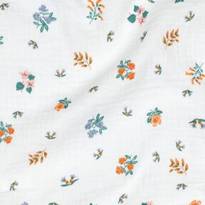 mussolina / tessuto doppio increspato fiorellini | Poppy Fabrics – avorio/arancio pesca, 