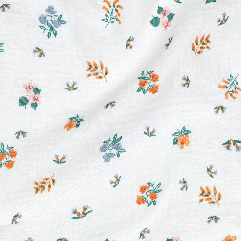 mussolina / tessuto doppio increspato fiorellini | Poppy Fabrics – avorio/arancio pesca, image number 2