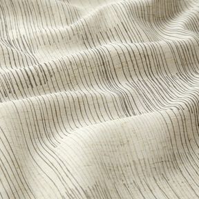 tessuto per tende a vetro misto lino Righe irregolari  – grigio/naturale, 