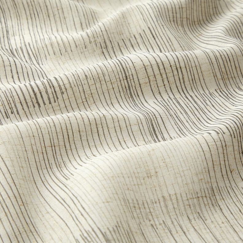 tessuto per tende a vetro misto lino Righe irregolari – grigio/naturale, image number 2