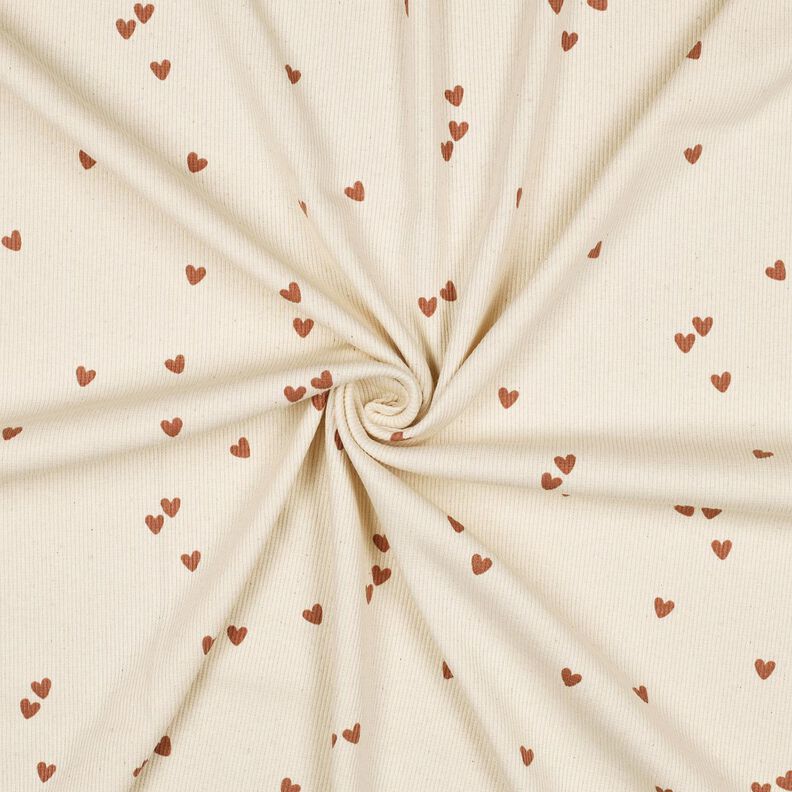 jersey a coste cuori sparsi | Poppy Fabrics – beige chiaro/marrone, image number 3