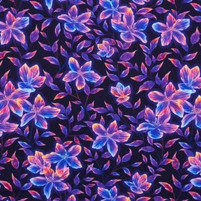 jersey di cotone Fiori luminosi | Glitzerpüppi  – blu notte/arancio pesca, 