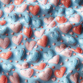 popeline di cotone Cuori splendenti stampa digitale – azzurro, 