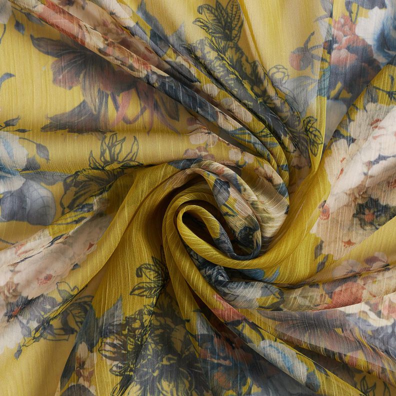 Quadro floreale plissettato in chiffon – oliva giallastro,  image number 3