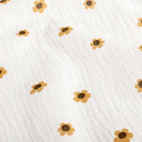 mussolina / tessuto doppio increspato girasoli – avorio/oro anticato, 