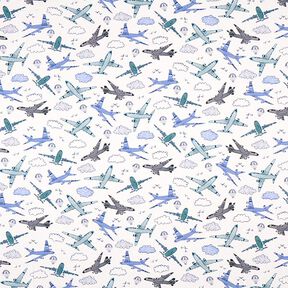 jersey di cotone Aerei stampa digitale – bianco lana, 