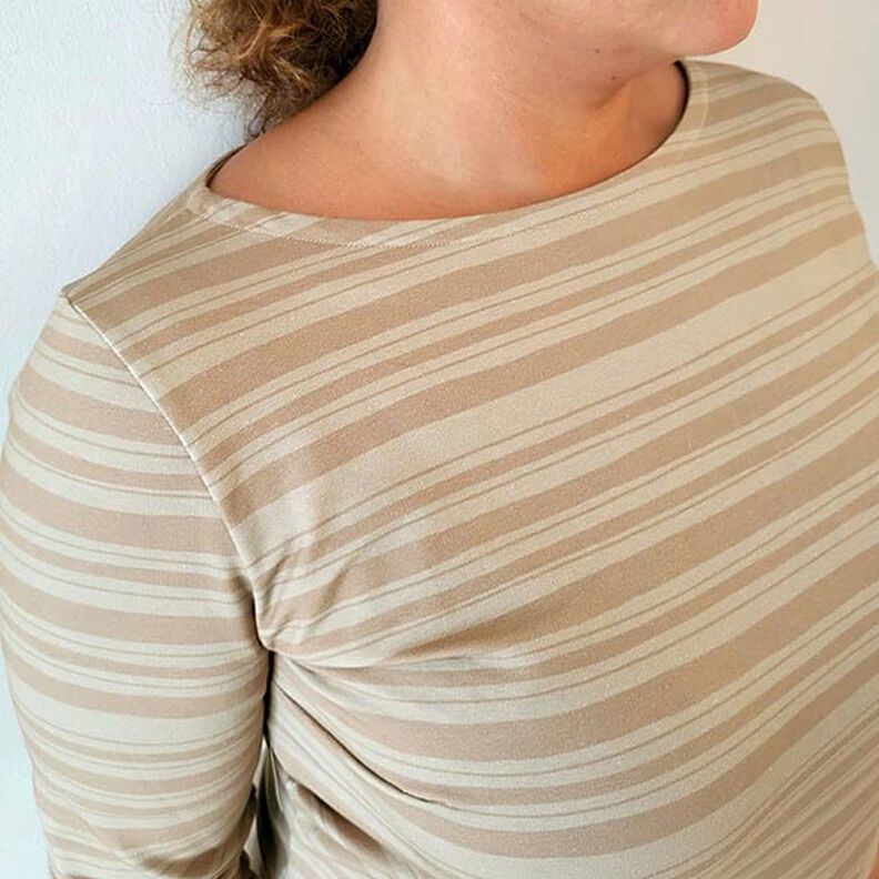 French terry, righe irregolari – marrone capriolo/beige scuro, image number 7