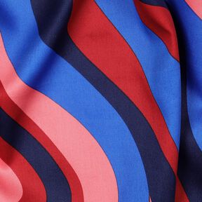 satin di cotone Onde retrò | Poppy Fabrics – blu marino/pink, 