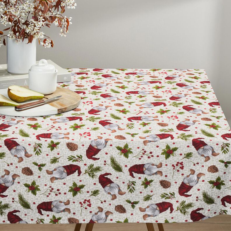 tessuto arredo tessuti canvas Gnomo con berretto – beige chiaro/rosso scuro, image number 7