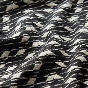 Tessuto jacquard con motivo geometrico lavorato &ndash; nero/bianco, 