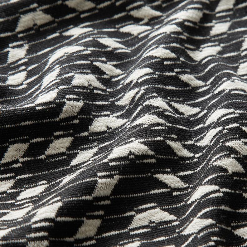 Tessuto jacquard con motivo geometrico lavorato – nero/bianco, image number 2