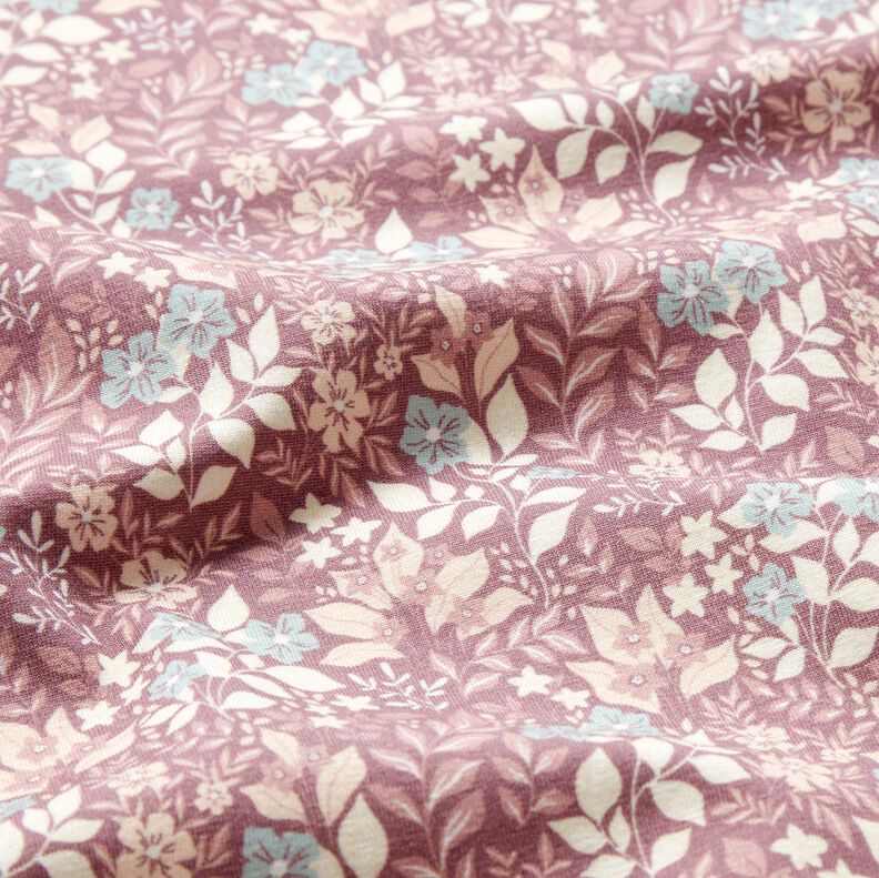 flanella di cotone Prato fiorito autunnale – prugna,  image number 2