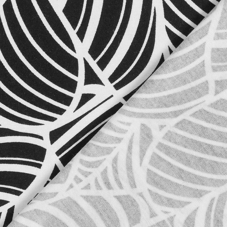 Jersey di viscosa con foglie astratte – nero/bianco,  image number 5