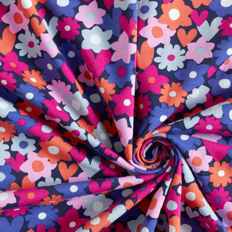 jersey di cotone Fiori variopinti | Poppy Fabrics – blu notte,  image number 3