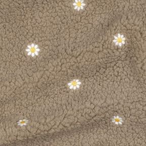 tessuto peluche Fiorellini ricamati | Poppy Fabrics – talpa scuro, 
