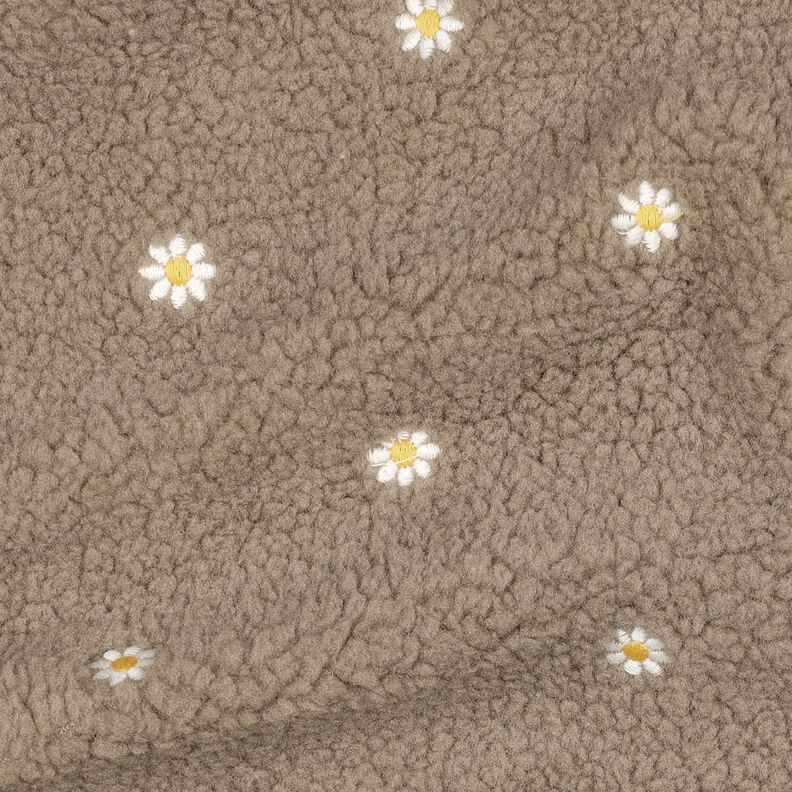 tessuto peluche Fiorellini ricamati | Poppy Fabrics – talpa scuro, image number 2