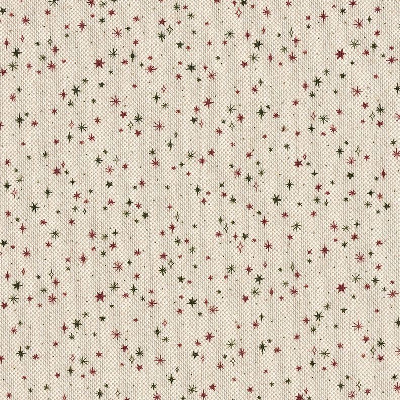 tessuto arredo mezzo panama Stelle festose – naturale/rosso carminio,  image number 1