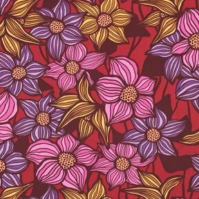 LENZING™ EcoVero™ Tessuto di viscosa fiori | Poppy Fabrics – rosso merlot/albicocca, 