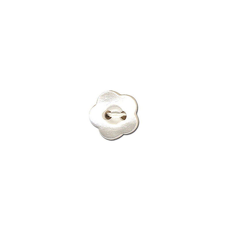 bottone a 2 fori, fiore  – bianco lana,  image number 1