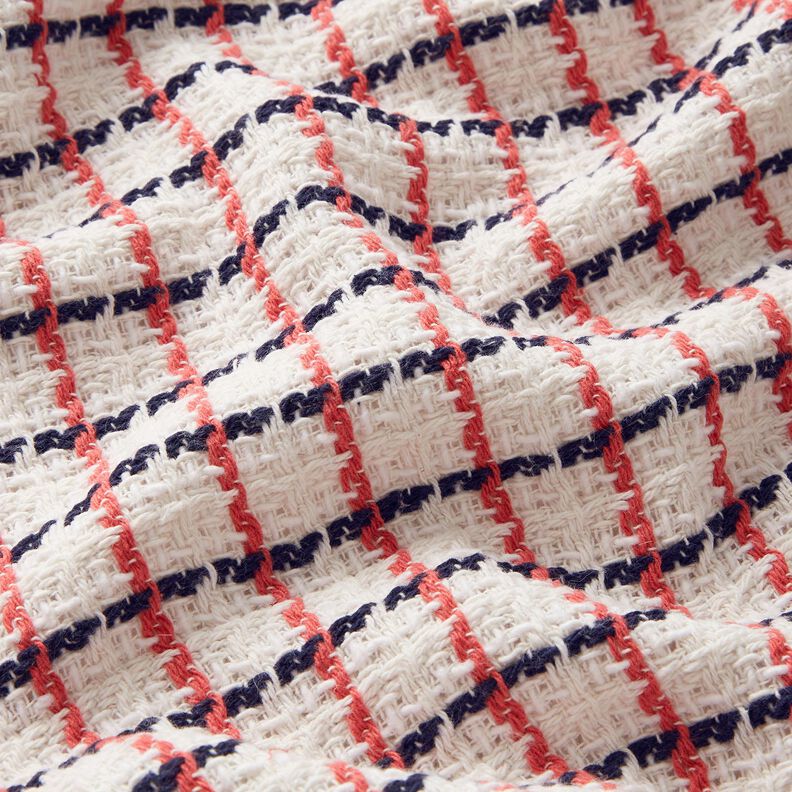 Bouclé grezzo a quadri – bianco/bacca,  image number 2