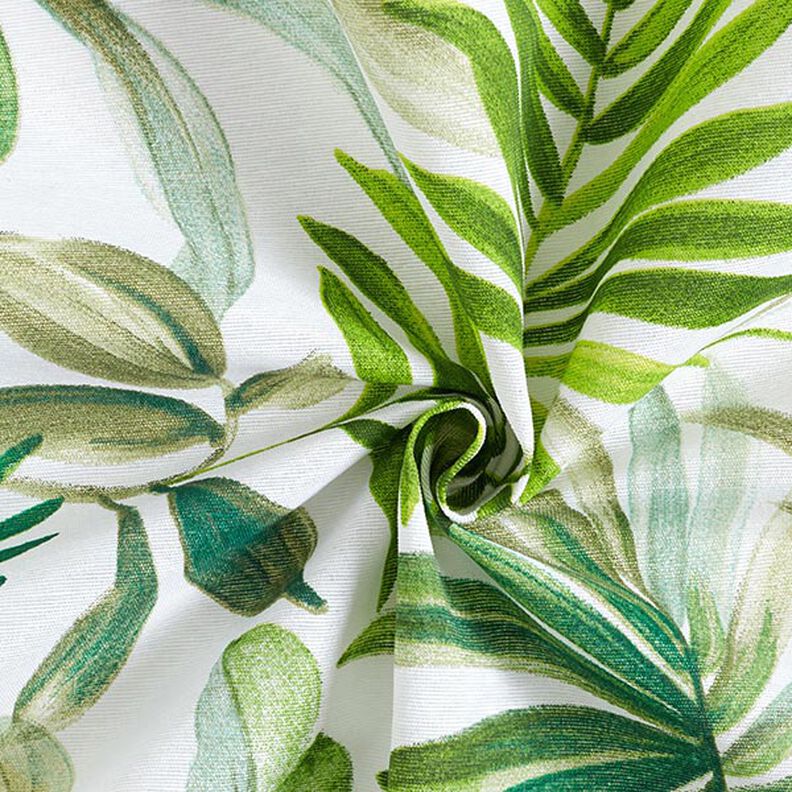 tessuto arredo tessuto canvas foglie esotiche – verde/bianco, image number 3