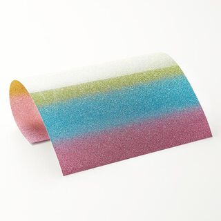 Pellicola termotrasferibile arcobaleno glitter Din A4 – turchese/rosa, 