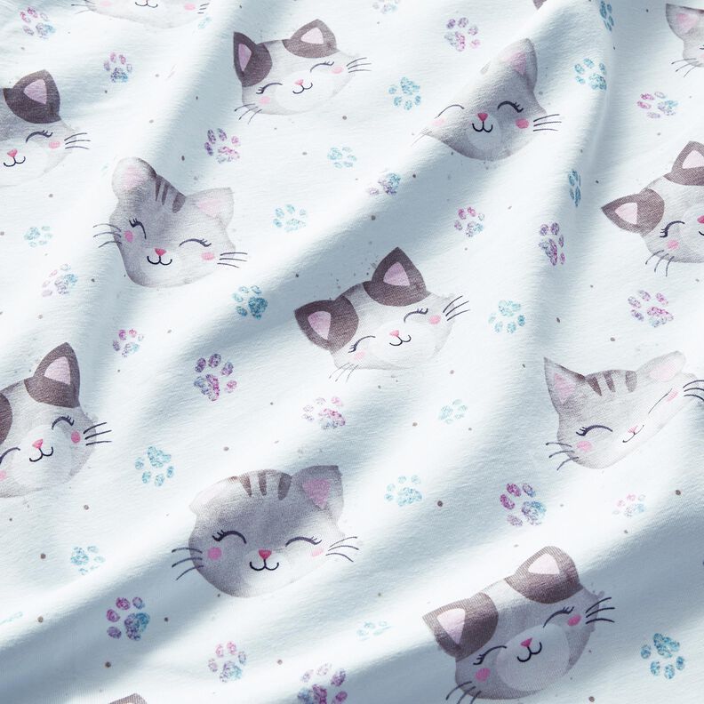 jersey di cotone Dolci gatti e zampe | Glitzerpüppi – bianco,  image number 2