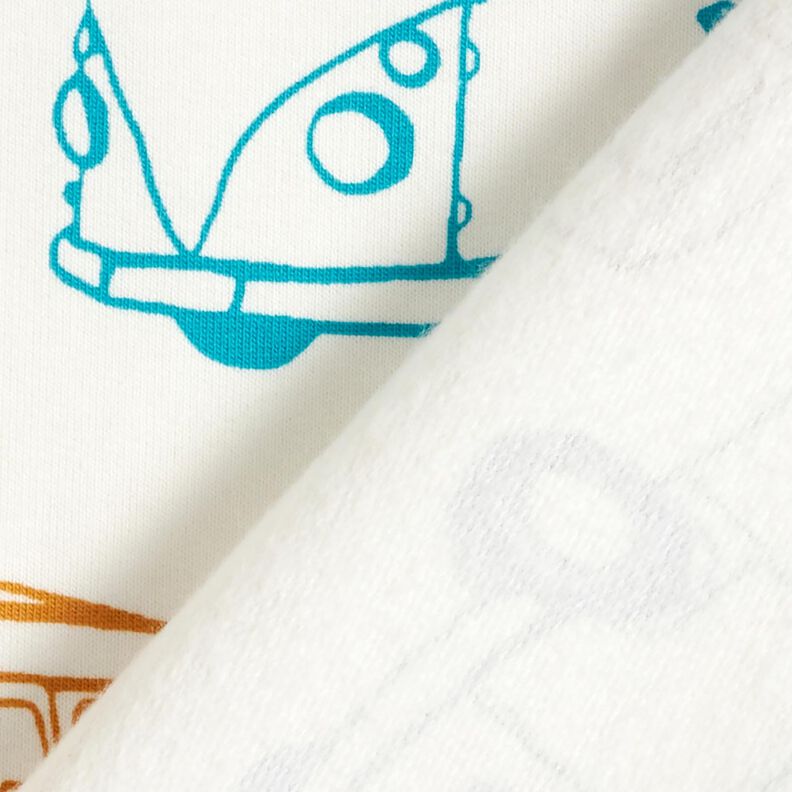 French terry, felpa estiva Autobus colorati – bianco lana,  image number 4