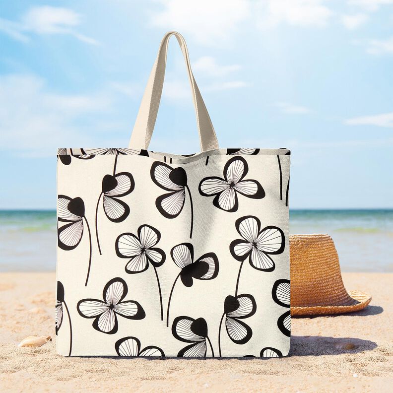 tessuto arredo mezzo panama Trifoglio astratto &ndash; naturale/nero,  image number 7