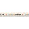nastro handmade with love [ 15 mm ] – bianco lana/marrone,  thumbnail number 2