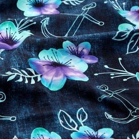 jersey di cotone Fiori Marittimi | Glitzerpüppi  – blu notte/blu ghiaccio, 