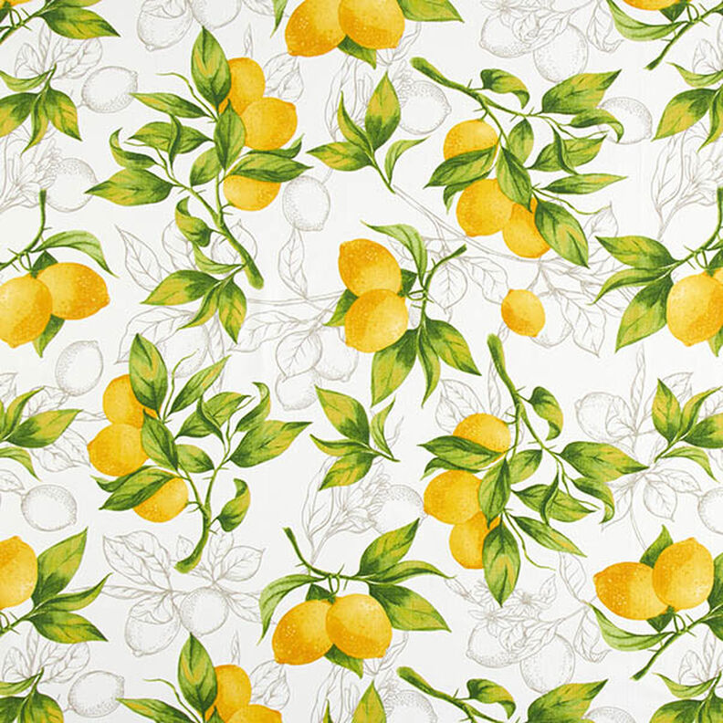 tessuto arredo panama limoni – bianco/giallo limone,  image number 1
