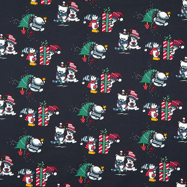 felpa garzata Orsi polari che festeggiano il Natale – blu marino, image number 1