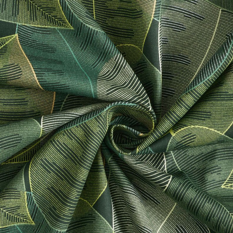 tessuto arredo tessuto spinato in cotone Foglie minimalistiche – verde scuro,  image number 3