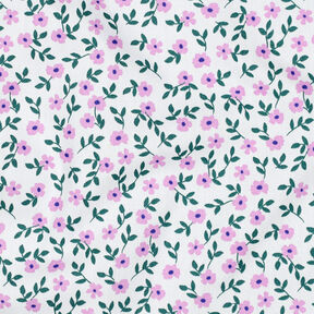 GOTS popeline di cotone fiorellini | Poppy Fabrics – bianco/rosa, 