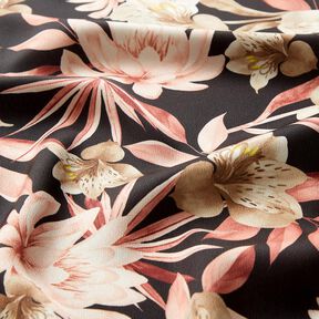 Magnolie in crepe satin con foglie di palma – nero/beige, 