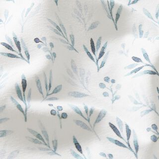 jersey di cotone Delicati ramoscelli e fiori ad acquarello stampa digitale – avorio/colore blu jeans, 