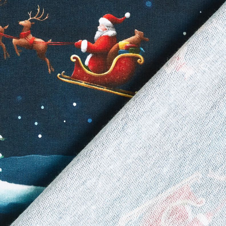 French terry, felpa estiva L'arrivo di Babbo Natale | Glitzerpüppi – blu notte/peperoncino, image number 4