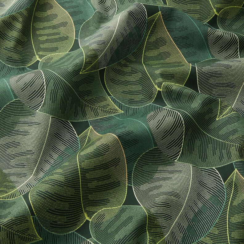 tessuto arredo tessuto spinato in cotone Foglie minimalistiche – verde scuro,  image number 2