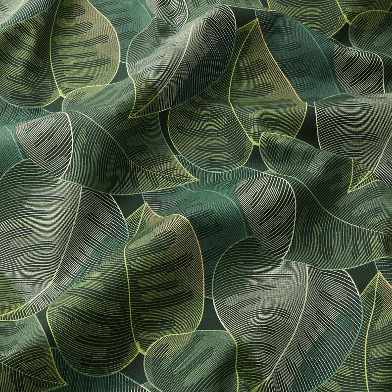 tessuto arredo tessuto spinato in cotone Foglie minimalistiche – verde scuro, image number 2