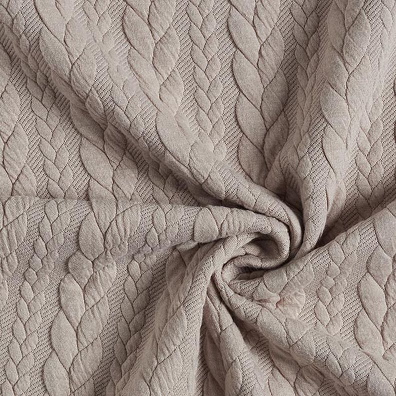 Jersey jacquard, cloqué, motivi a treccia – beige,  image number 3