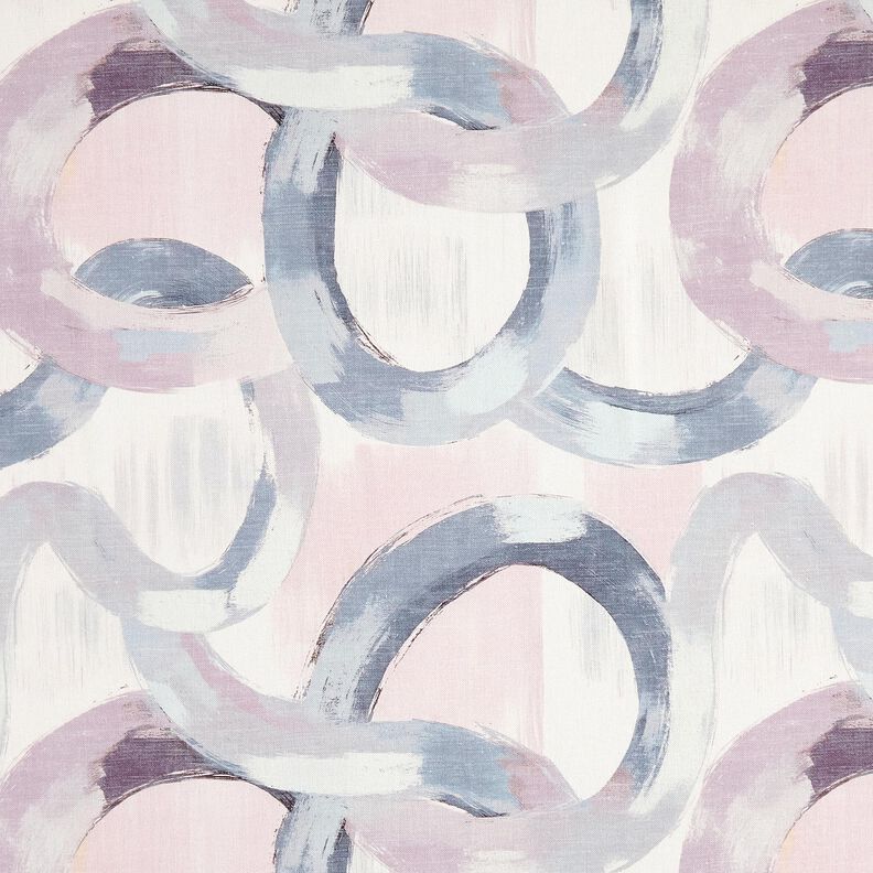 tessuto arredo mezzo panama Anelli astratti &ndash; lill&agrave; pastello/blu,  image number 1