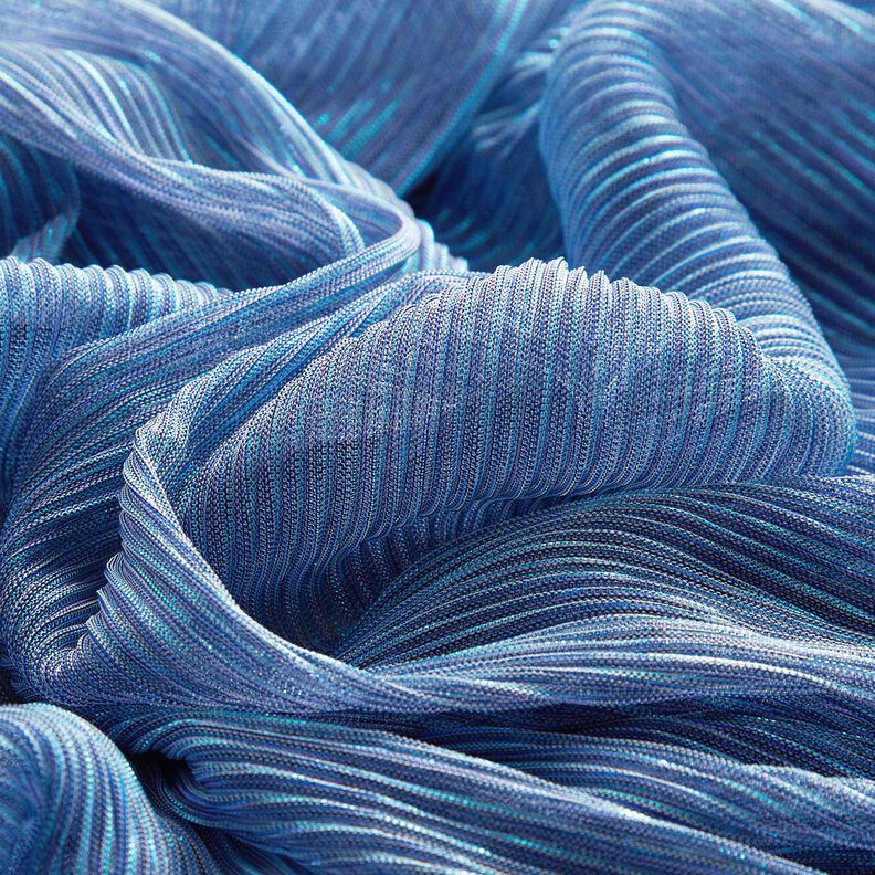 Plissettato con righe trasparenti glitterate – blu,  image number 5