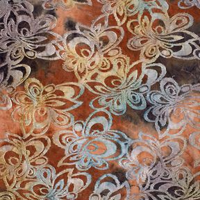 jersey jacquard Fiori con batik – rosso borgogna/grigio pietra, 