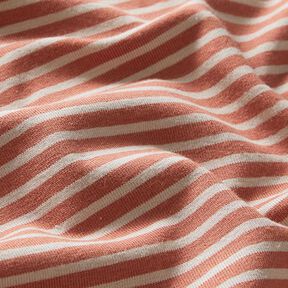 Jersey in cotone a righe sottili – anemone/terracotta, 