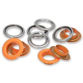 Occhielli con rondelle [15 pezzi | Ø 14 mm] | Prym – arancione/argento effetto metallizzato, 